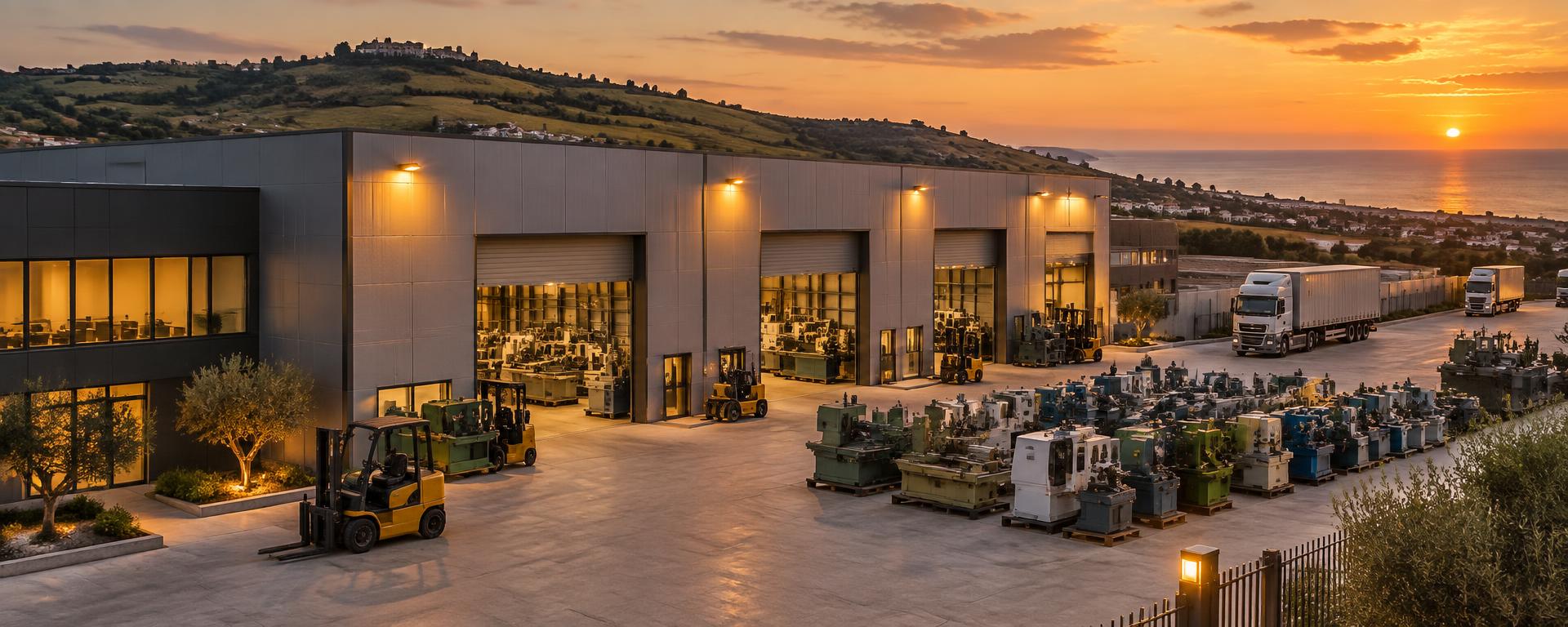 Magazzino di Industrial Auction Srl a Cerasolo d'Ausa, Coriano, con macchinari industriali usati